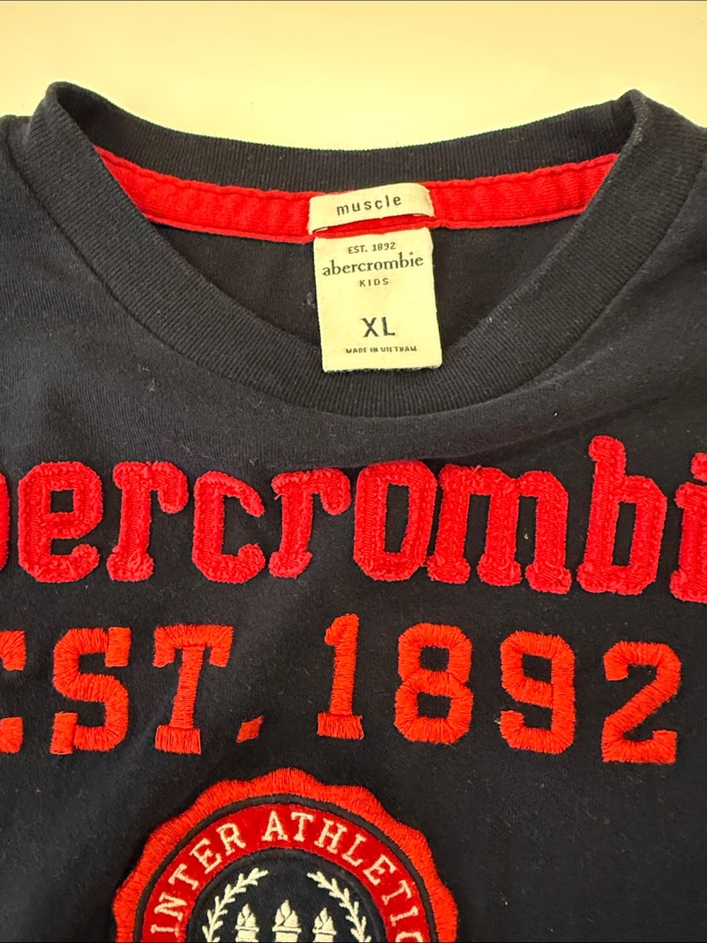 abercrombie kids Navy Long Sleeve Tee with Red Logo - Picture 4 of 13